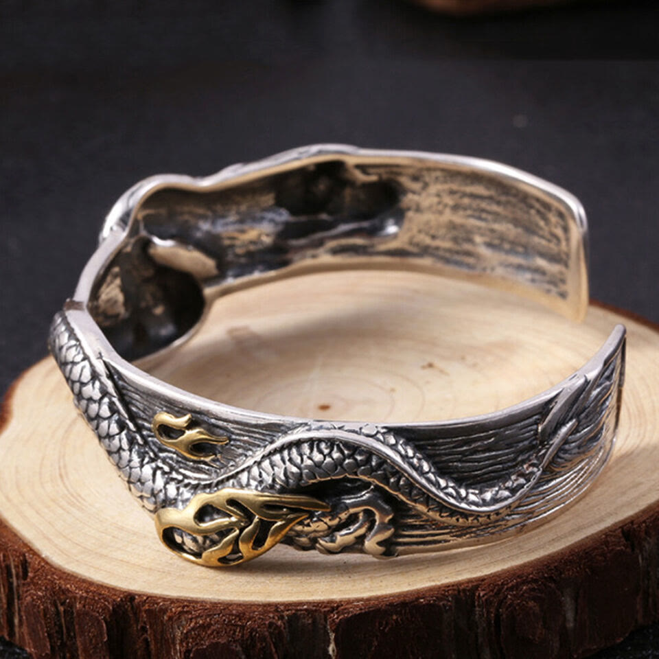 WorldNorse 925 Sterling Silver Dragon Open Bangle Bracelet - image 6