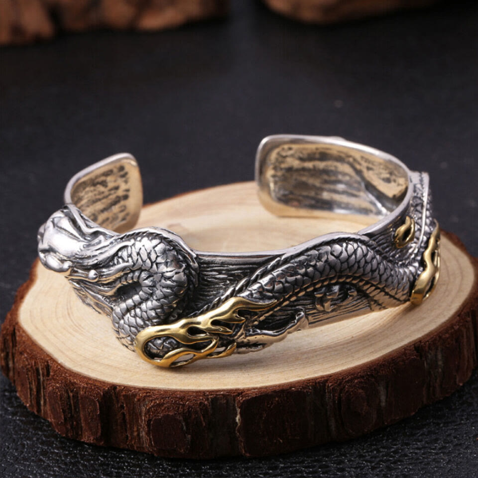 WorldNorse 925 Sterling Silver Dragon Open Bangle Bracelet - image 7