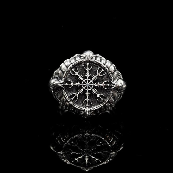 WorldNorse Handcrafted 925 Silver Skull Helm of Awe Ring - US 14 - image 0