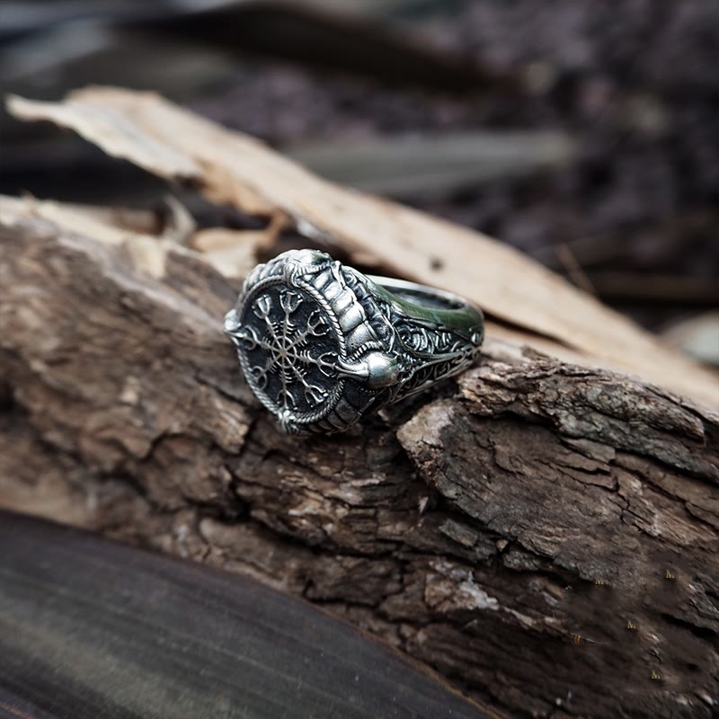 WorldNorse 925 Sterling Silver Skull Helm of Awe Ring