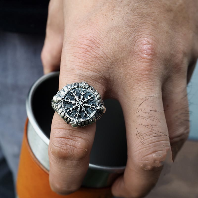 WorldNorse Handcrafted 925 Silver Skull Helm of Awe Ring - image 3