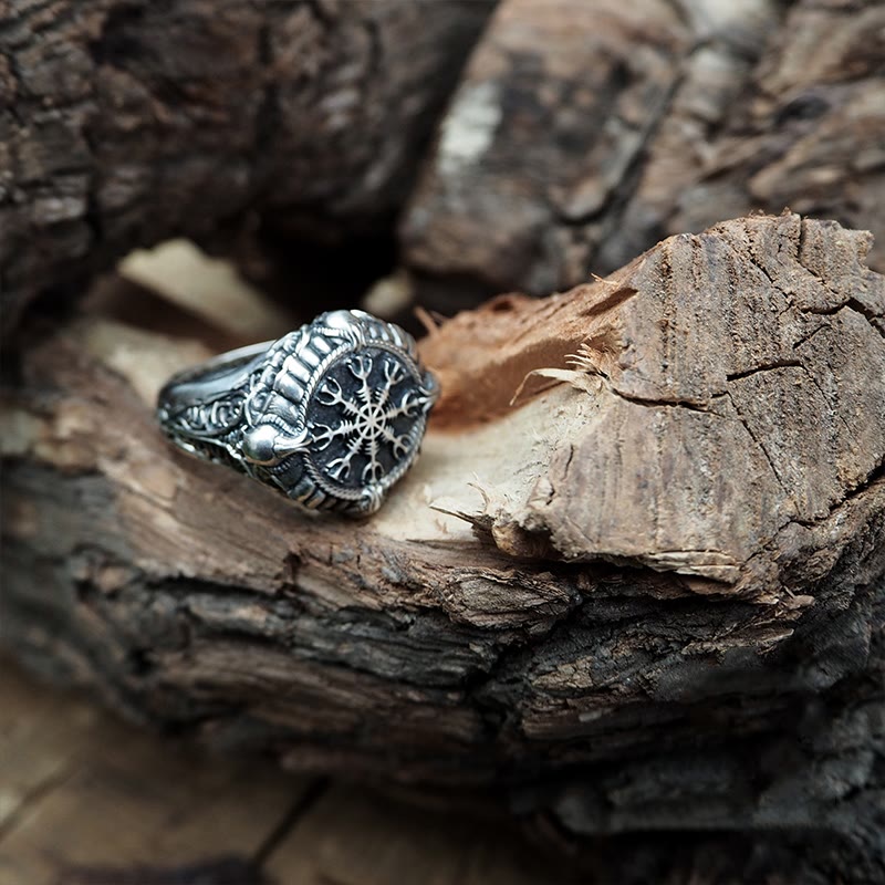 WorldNorse 925 Sterling Silver Skull Helm of Awe Ring