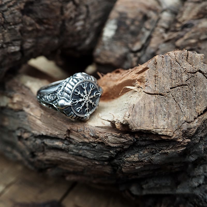 WorldNorse Handcrafted 925 Silver Skull Helm of Awe Ring - image 4