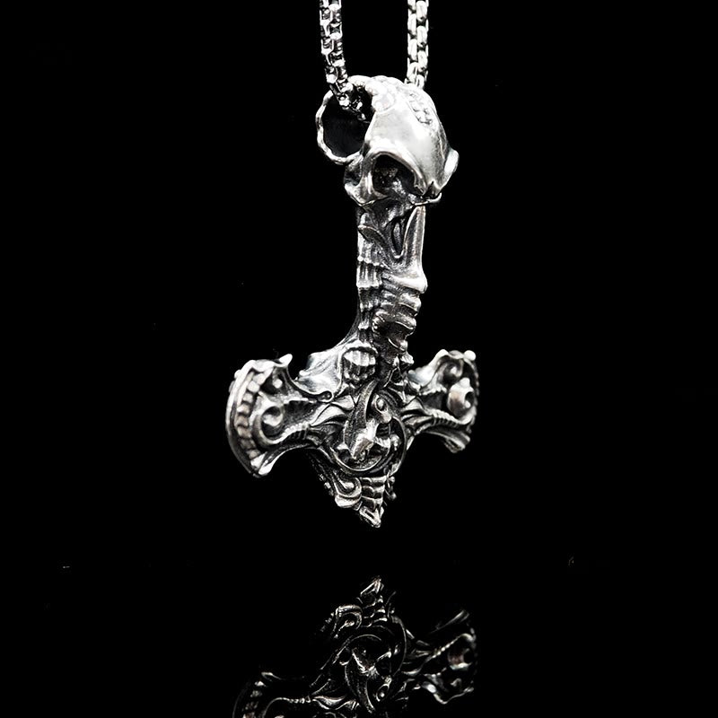 WorldNorse 925 Sterling Silver Skeleton Mjolnir Necklace - image 2