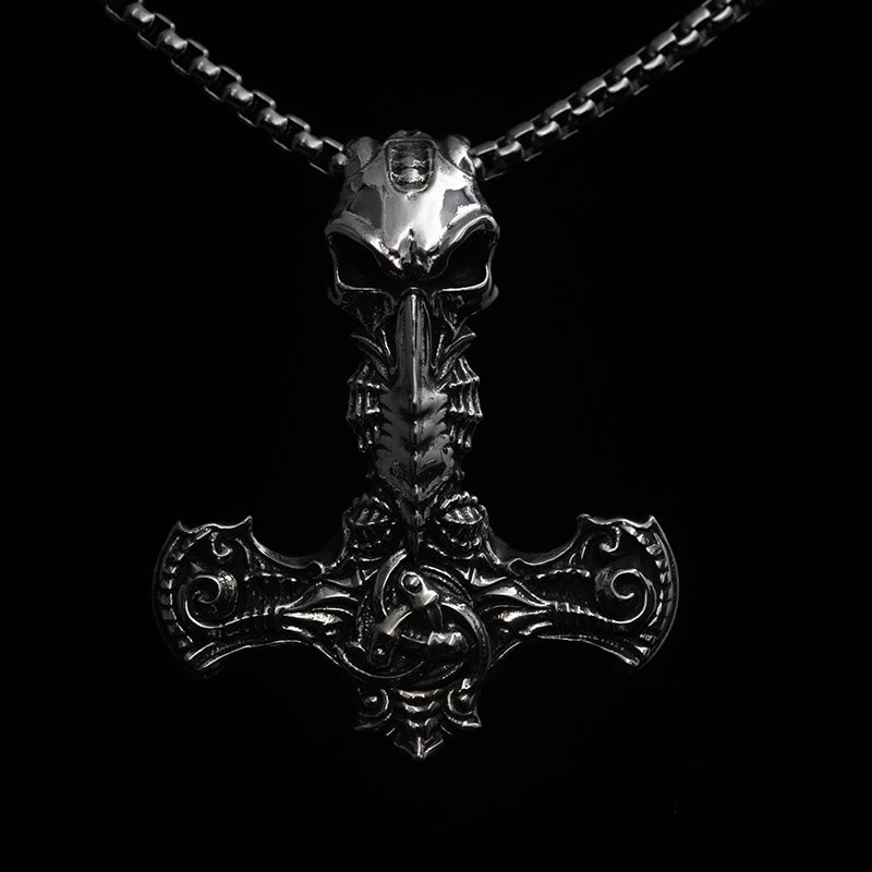 WorldNorse 925 Sterling Silver Skeleton Mjolnir Necklace - Necklace - image 0