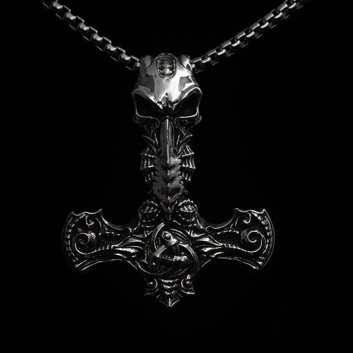 WorldNorse 925 Sterling Silver Skeleton Mjolnir Necklace - Necklace - image 0