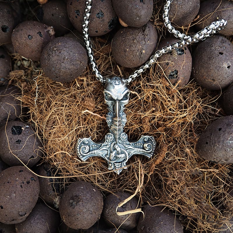 WorldNorse 925 Sterling Silver Skeleton Mjolnir Necklace - image 6