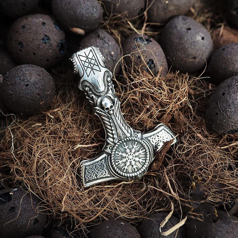 WorldNorse Handcrafted 925 Silver Skull With Viking Symbol Necklace - image 7