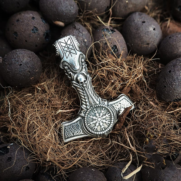 WorldNorse Handcrafted 925 Silver Skull With Viking Symbol Necklace - image 7