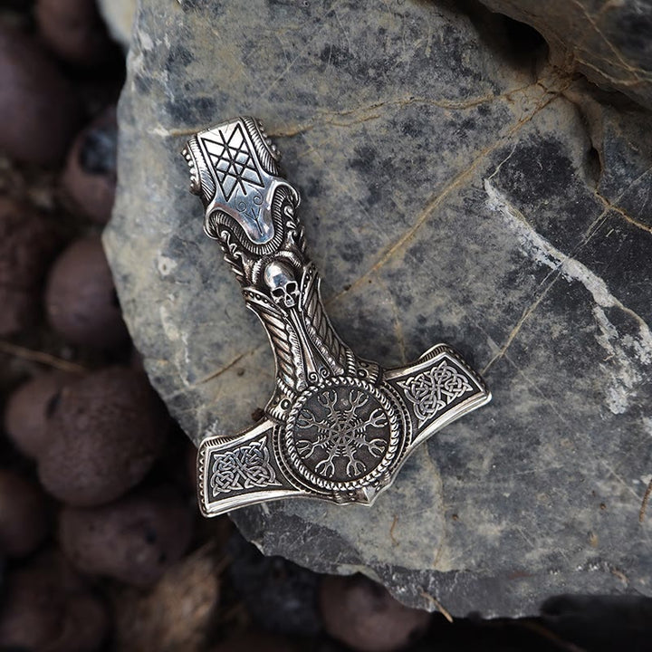 WorldNorse Handcrafted 925 Silver Skull With Viking Symbol Necklace - image 5