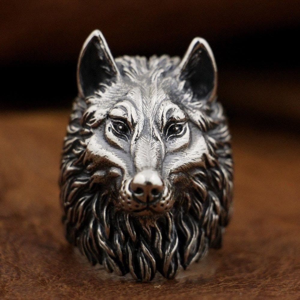 WorldNorse Wild Wolf Head Animal Ring - image 2