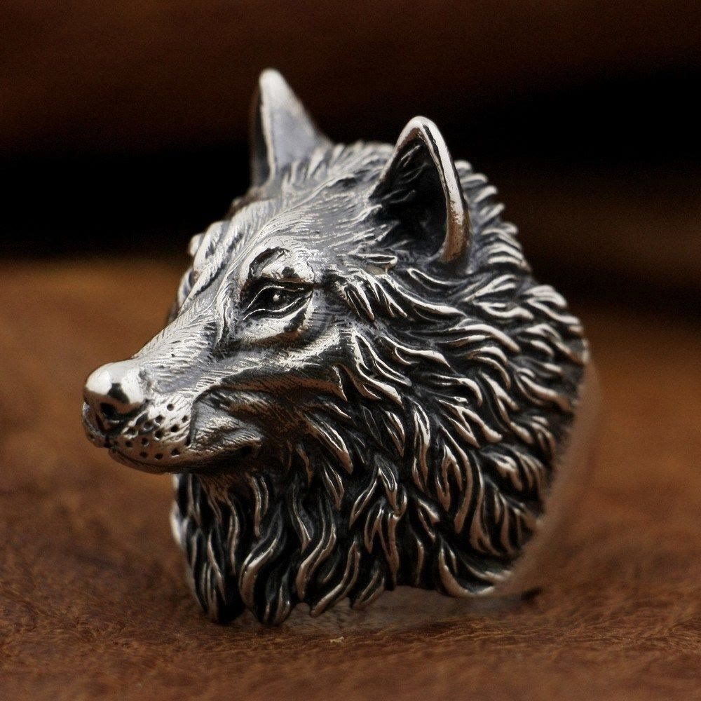 WorldNorse Wild Wolf Head Animal Ring - image 1