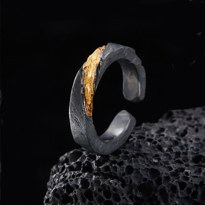 WorldNorse Flowing Fire Inlaid Adjustable Ring