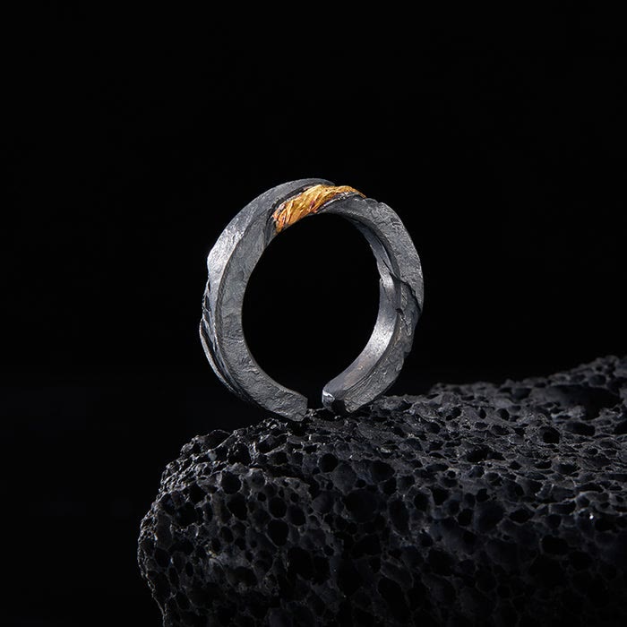 WorldNorse Flowing Fire Inlaid Adjustable Ring