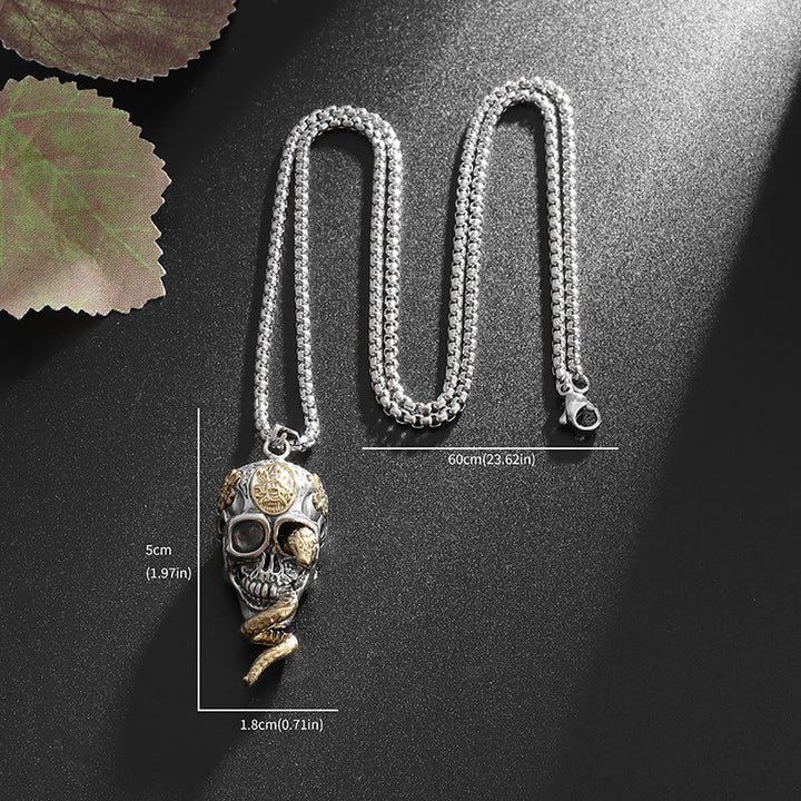 FREE Today: Gothic Snake Coiled Demon Skull Necklace