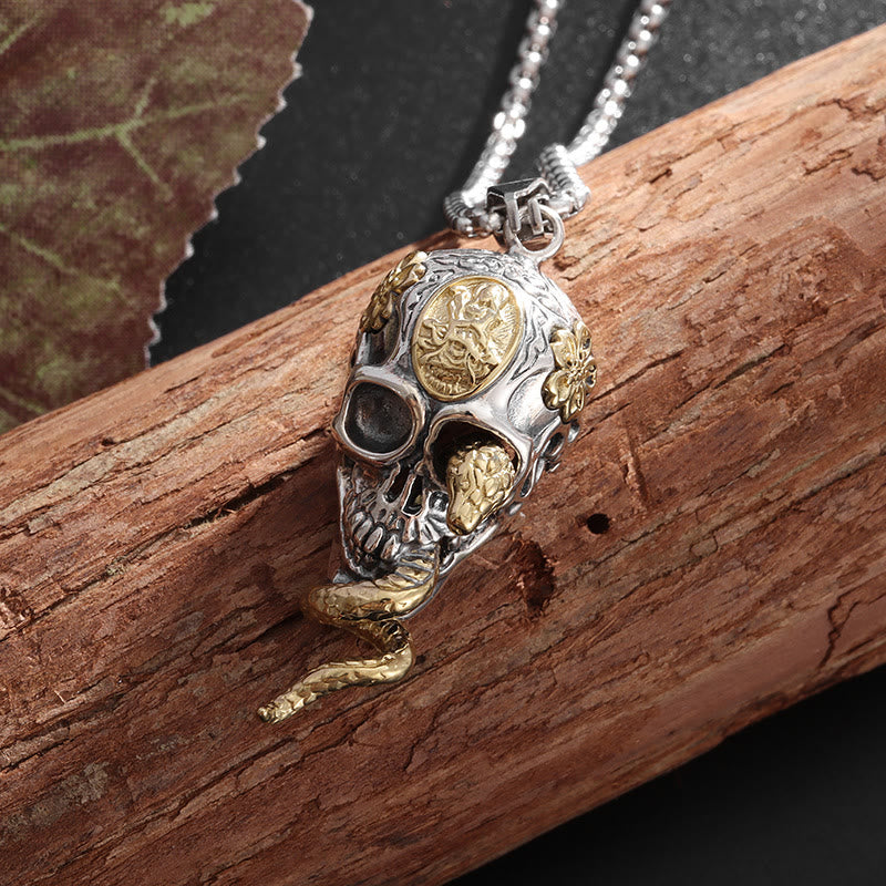 FREE Today: Gothic Snake Coiled Demon Skull Necklace