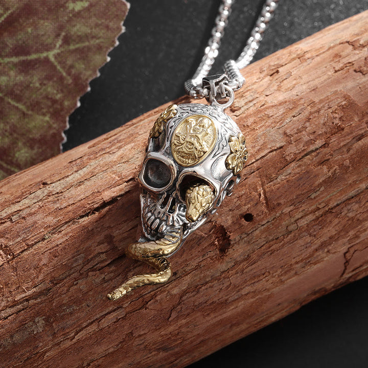 FREE Today: Gothic Snake Coiled Demon Skull Necklace