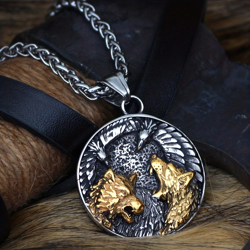 WorldNorse Odin's Ravens & Wolves Necklace - Necklace - image 0