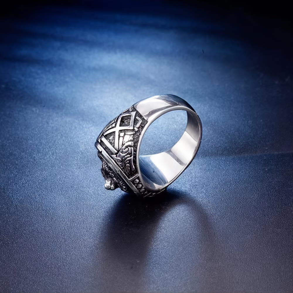 WorldNorse Wolf Head Totem Ring