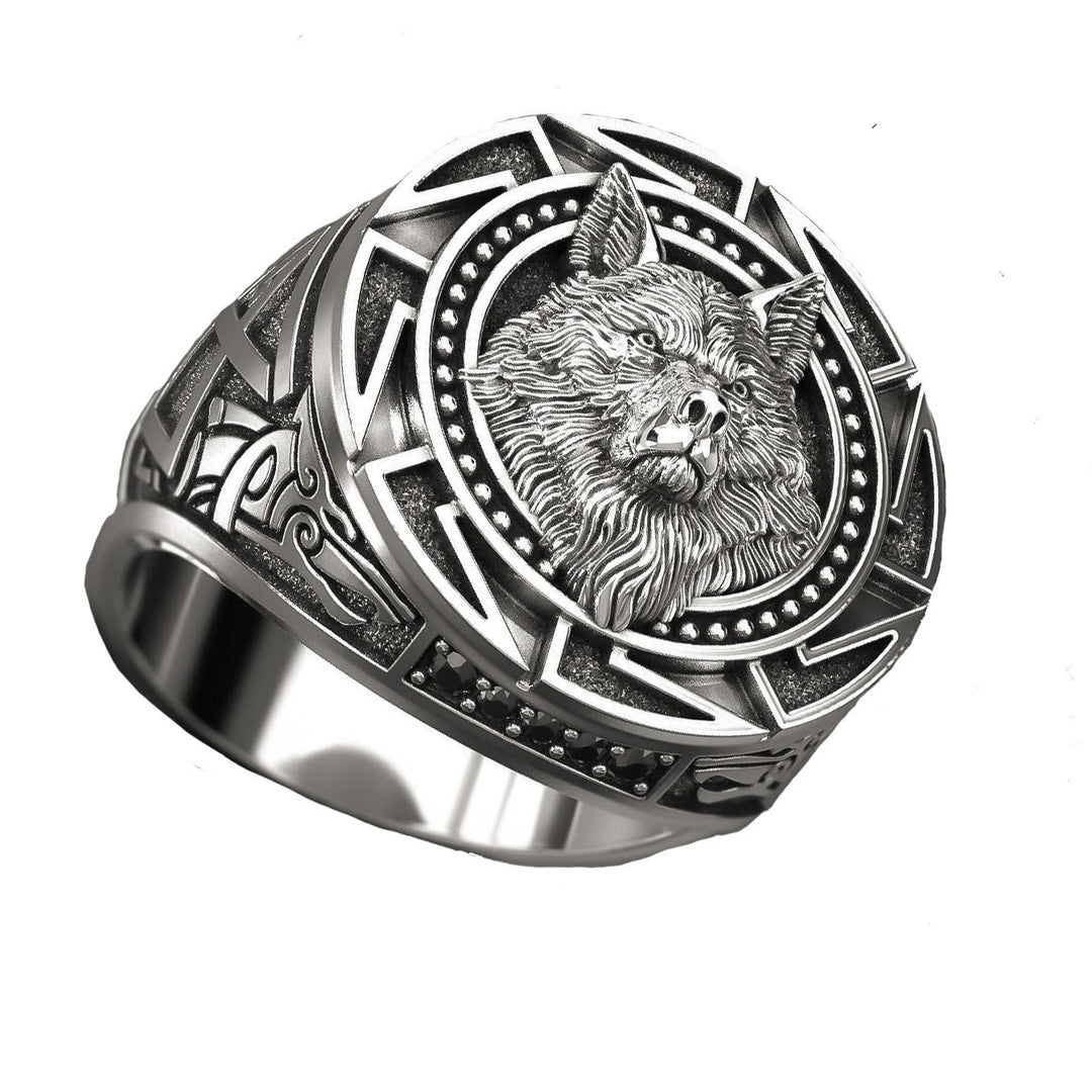 WorldNorse Wolf Head Totem Ring