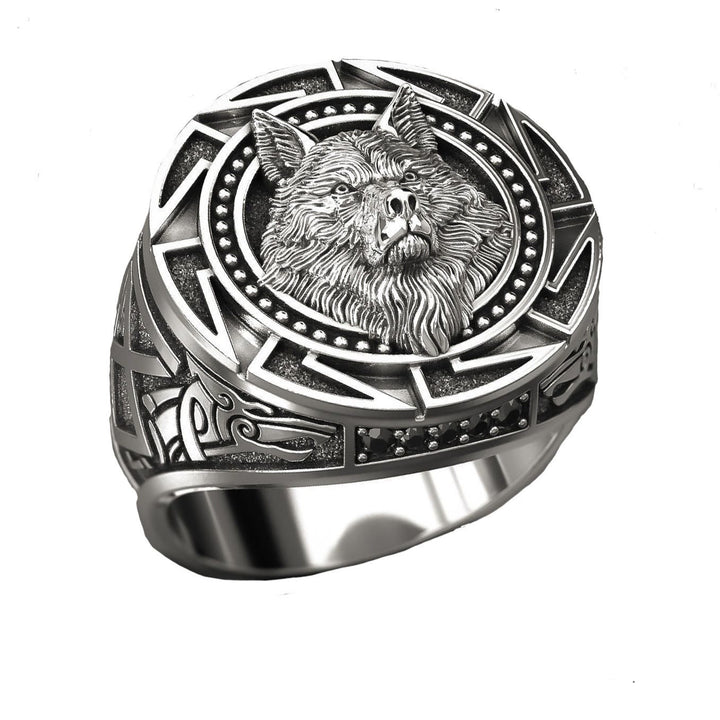 WorldNorse Wolf Head Totem Ring