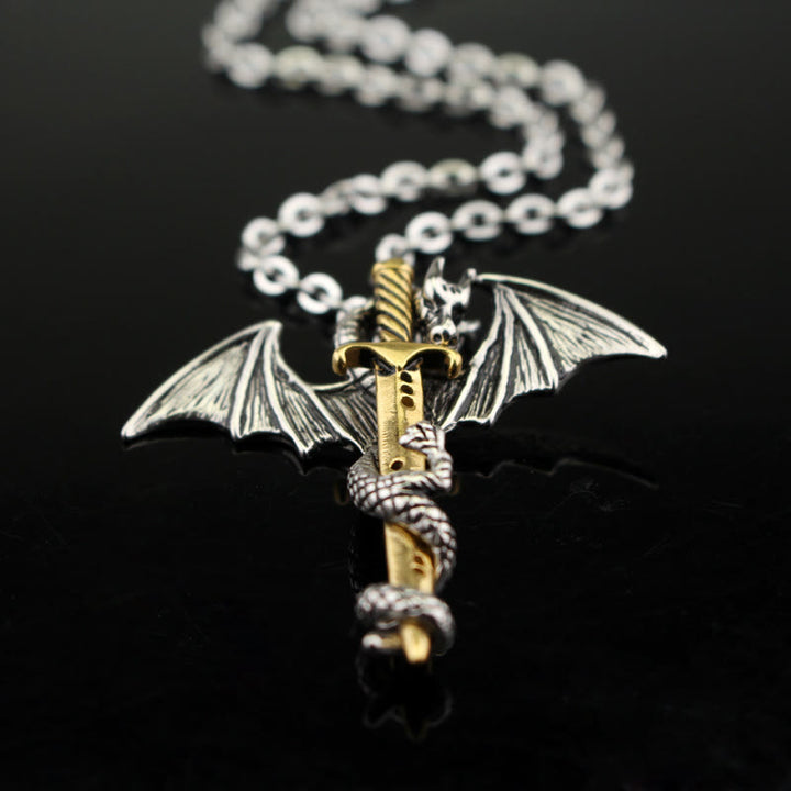 WorldNorse Pterosaur Golden Sword Luminous Necklace