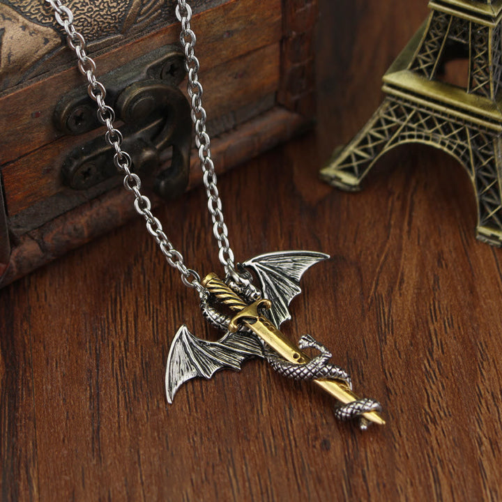 WorldNorse Pterosaur Golden Sword Luminous Necklace