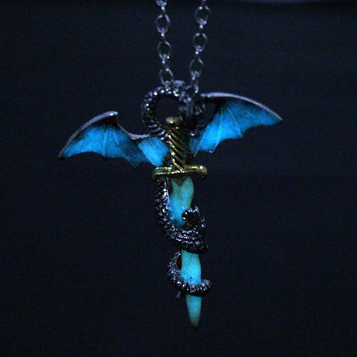 WorldNorse Pterosaur Golden Sword Luminous Necklace