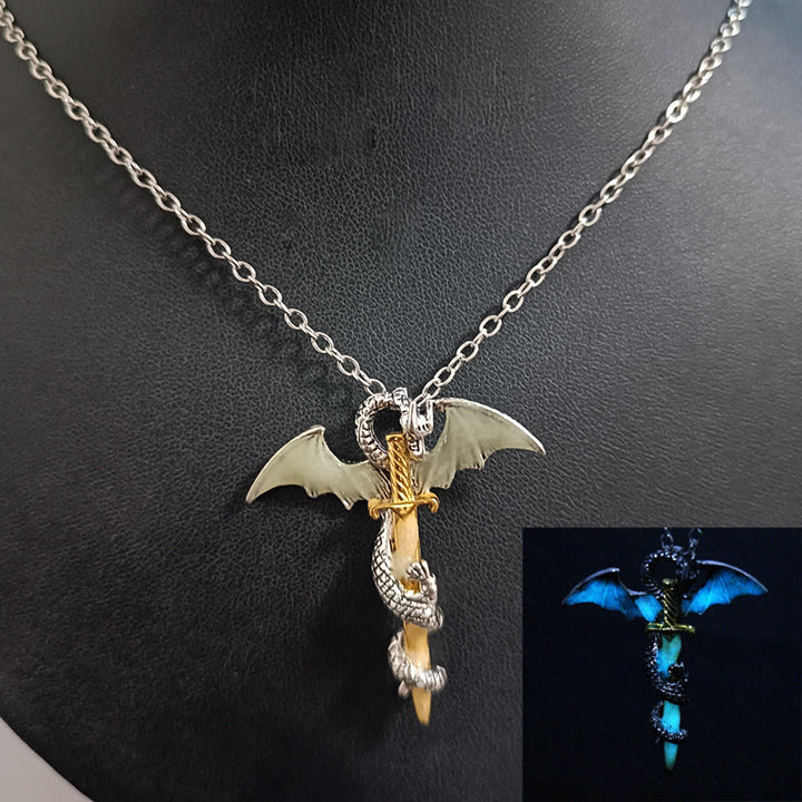 WorldNorse Pterosaur Golden Sword Luminous Necklace