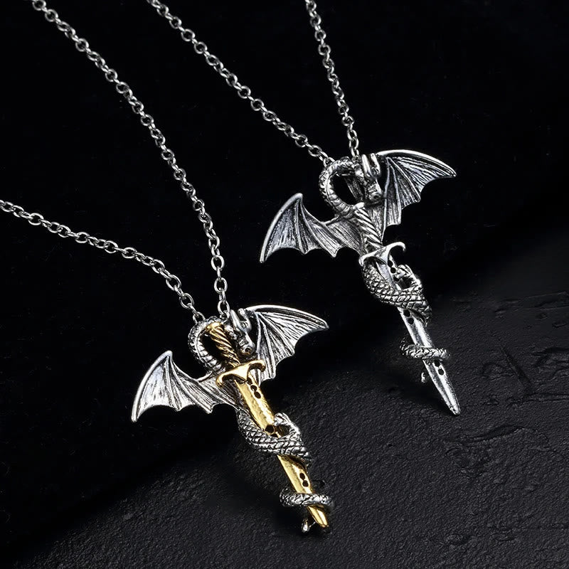 WorldNorse Pterosaur Golden Sword Luminous Necklace