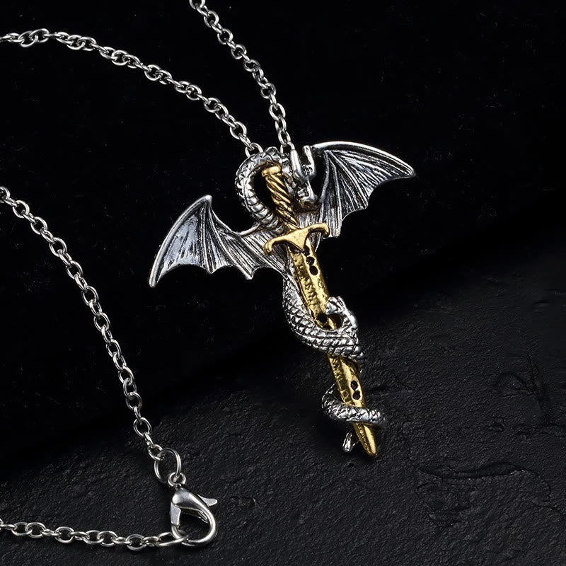 WorldNorse Pterosaur Golden Sword Luminous Necklace