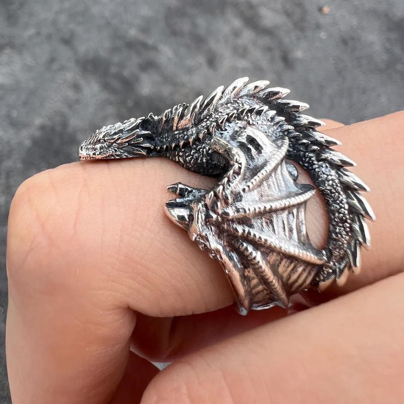 WorldNorse Dragon Open Design Gothic Ring - image 11