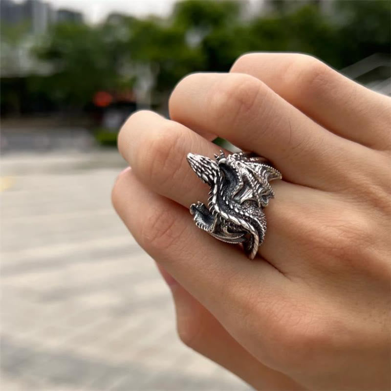 WorldNorse Dragon Open Design Gothic Ring