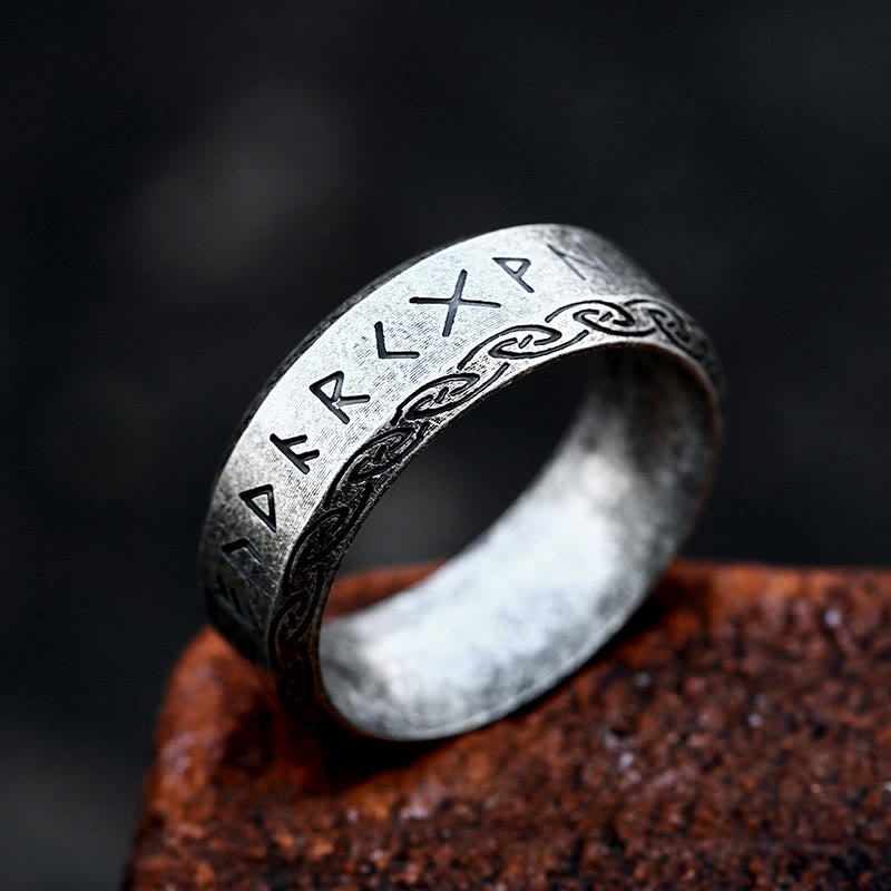 WorldNorse Viking Rune Stainless Steel Ring - Retro Silver - US 13 - image 0