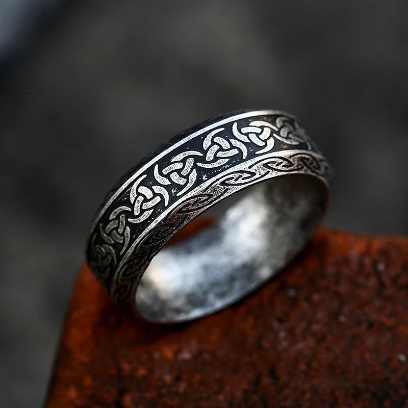 WorldNorse Triple Horn of Odin Ring - Retro Silver - US 13 - image 0