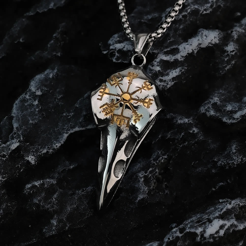 WorldNorse Raven Crow Head Vegvisir Necklace - image 2