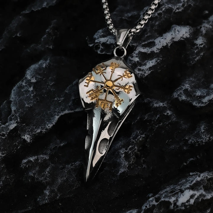 WorldNorse Raven Crow Head Vegvisir Necklace - image 2
