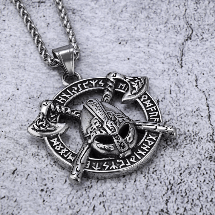 WorldNorse Double Tomahawk Warrior Helmet Necklace - image 7
