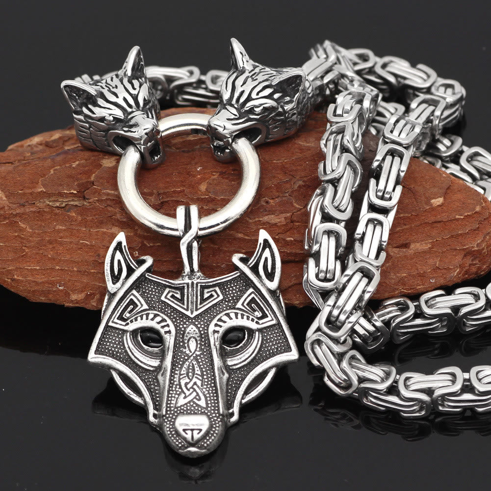WorldNorse Viking Wolf Head King Necklace - 70cm - image 0