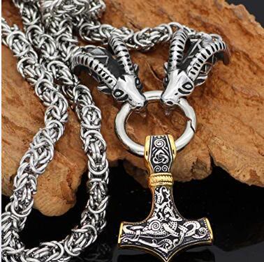 WorldNorse Mjolnir Thor Hammer Necklace - Silver&Gold - 70cm - image 3