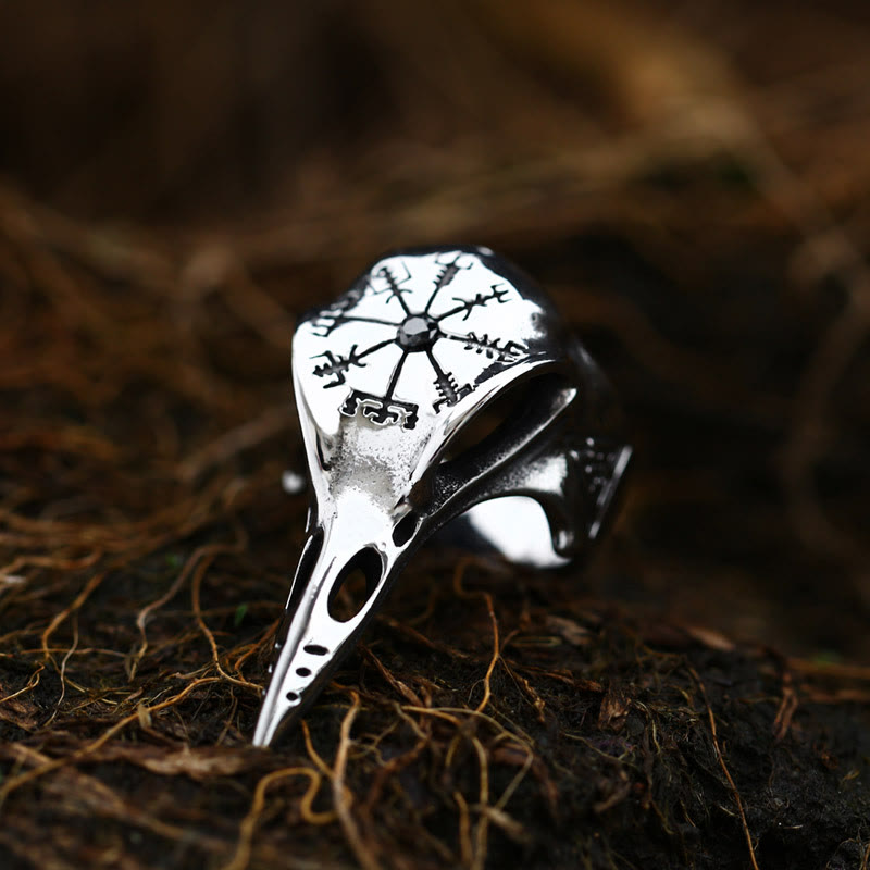 WorldNorse Raven Skull Inlaid Zircon Ring