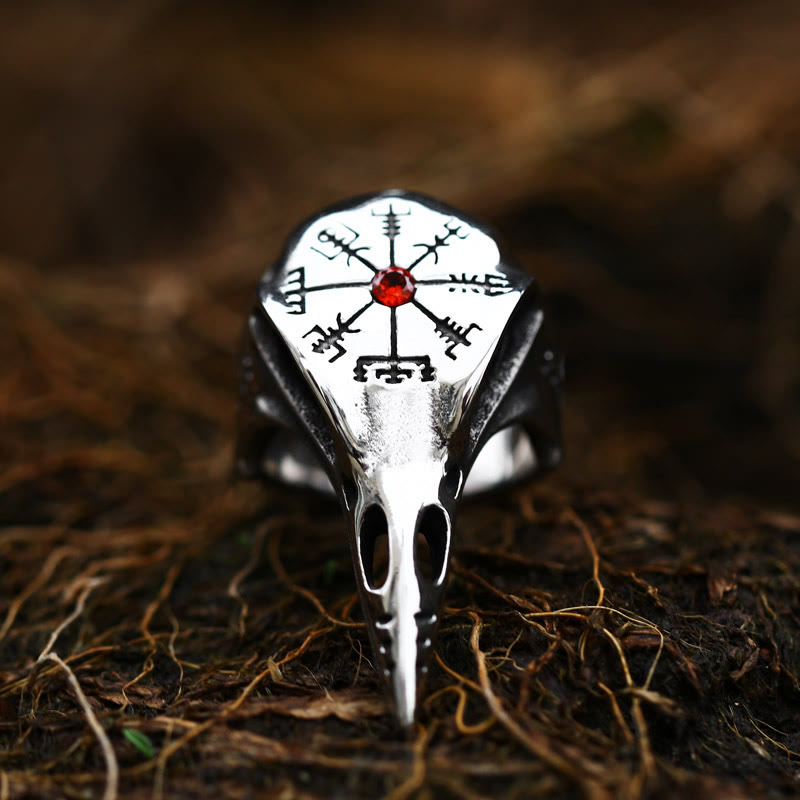 WorldNorse Raven Skull Inlaid Zircon Ring