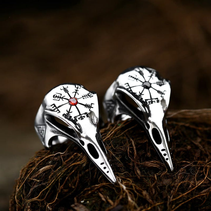 WorldNorse Raven Skull Inlaid Zircon Ring