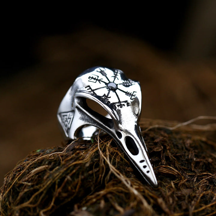 WorldNorse Raven Skull Inlaid Zircon Ring