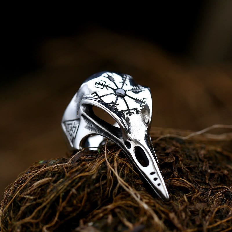 WorldNorse Raven Skull Inlaid Zircon Ring - Black - US 13 - image 4