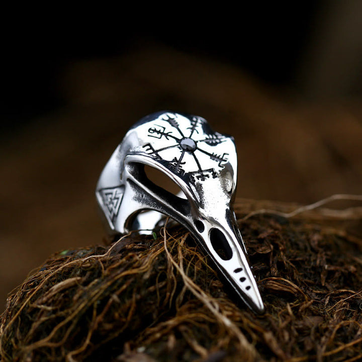 WorldNorse Raven Skull Inlaid Zircon Ring - Black - US 13 - image 4