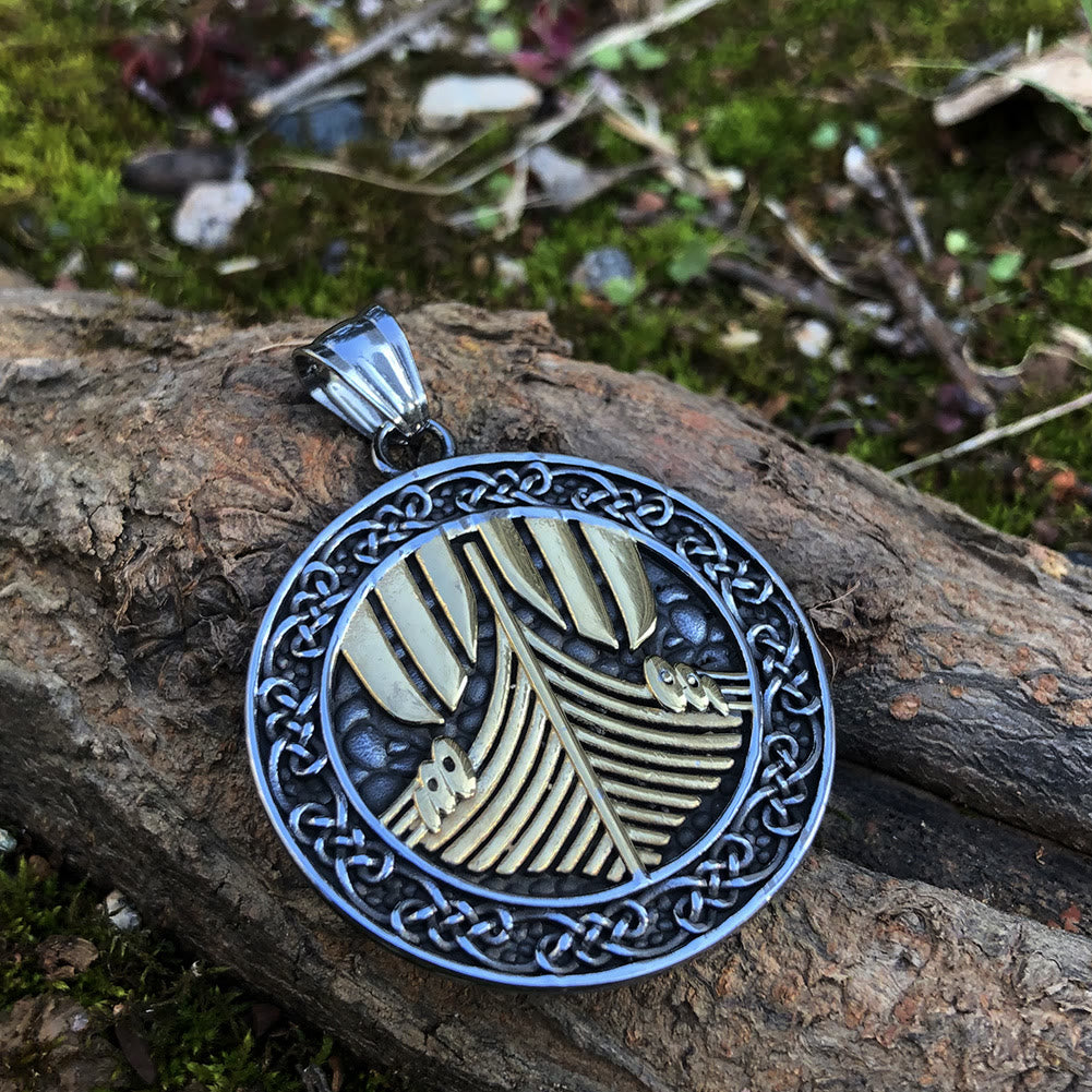 WorldNorse Viking Warship Celtic Knot Necklace - image 3