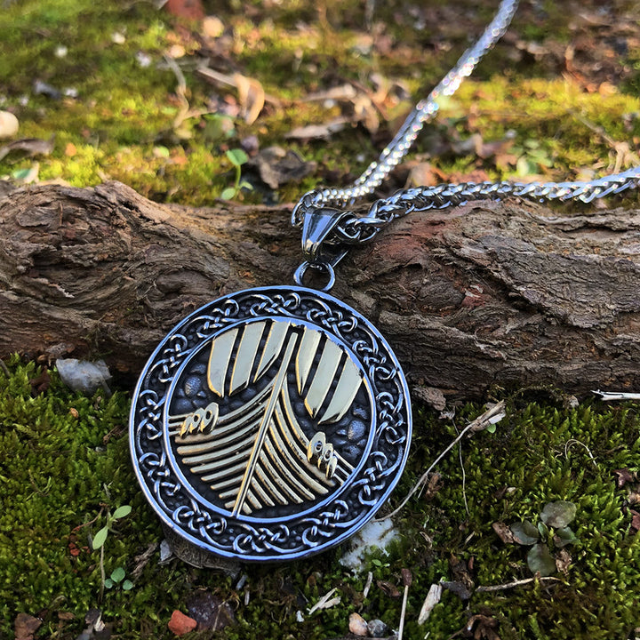 WorldNorse Viking Warship Celtic Knot Necklace - image 2