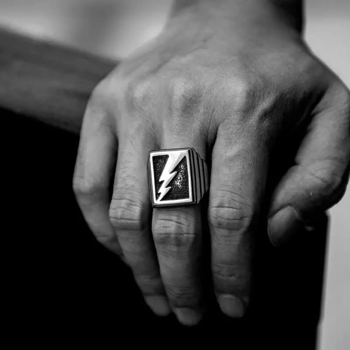 WorldNorse Lightning Bolt Stainless Steel Ring