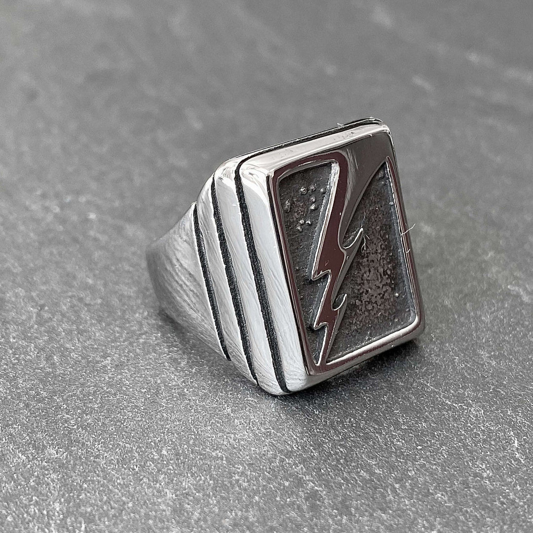 WorldNorse Lightning Bolt Stainless Steel Ring